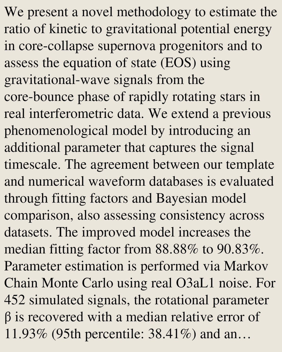 Bayesian parameter estimation for the Core-bounce phase of Rapidly Rotating Core-Collapse Supernovae in real interferometric data

Emmanuel Avila, Michele Zanolin, Javier M. Antelis, Claudia Moreno
arxiv.org/abs/2605.04852 [𝚊𝚜𝚝𝚛𝚘-𝚙𝚑.𝙷𝙴]
