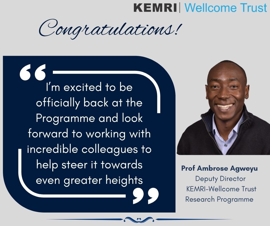 KEMRI_Wellcome's tweet photo. Congratulations to Prof. Isabella Oyier and Prof. Ambrose Agweyu on being appointed as Deputy Director, Kilifi and Nairobi respectively, following the completion of a highly competitive recruitment process.  
Read more on their profiles below:
🔗Isabella's  profile here👉 : https://t.co/FVVCORNktJ
🔗Ambrose's profile  here👉 : https://t.co/6QGsqVkjNJ