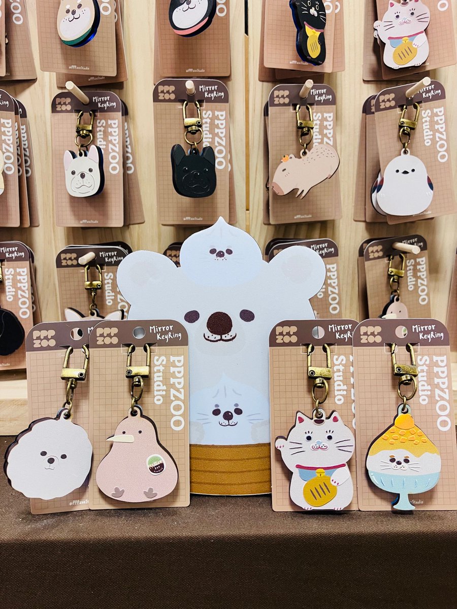 -さん専用✴︎ 文具】ゆるくて可愛い「PPPZOO 木製ミラーキーホルダー」が入荷しま