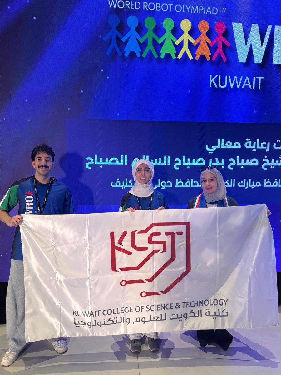 KcstKwt's tweet photo. Proud of the participation of KCST team in the World Robot Olympiad qualifying rounds, another step toward innovation and excellence, and we wish our outstanding team the best of luck in qualifying to represent Kuwait on the global stage.

فخورون بمشاركة فريق كلية الكويت للعلوم والتكنولوجيا في التصفيات المؤهلة لأولمبياد العالم للروبوتات. خطوة جديدة نحو التميز والابتكار، وكل الأمنيات لفريقنا المبدع بالتوفيق والتأهل لتمثيل دولة الكويت عالمياً.