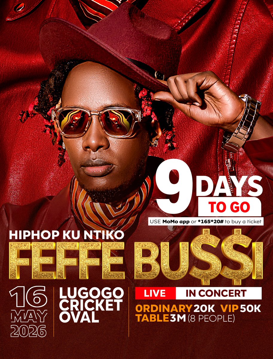 This is the kind of night you tell people you were at. Feffe Bussi. Lugogo Cricket Oval. 16th May. Ordinary UGX 20,000, VIP UGX 50,000, Table UGX 3,000,000. 

#HipHopKuNtiko