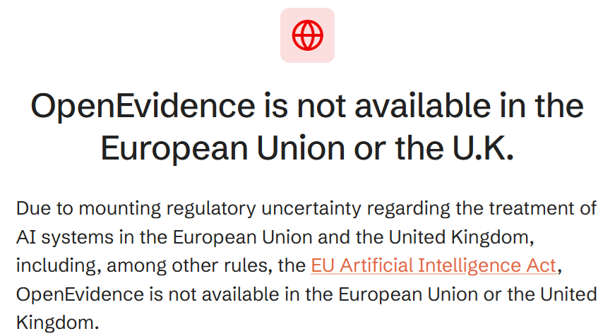 wouterkeller's tweet photo. FD: "De start-up #OpenEvidence levert GRATIS #AI-applicaties voor diagnose en behandeling aan US ziekenhuizen."

https://t.co/oxEUZV1p0f

Tja, het analyseert 300+ medische bronnen en wordt gebruikt door ca 50% vd US artsen in 10.000 ziekenhuizen..

Maar NIET in de EU! (fig) https://t.co/8XawSdF9fh