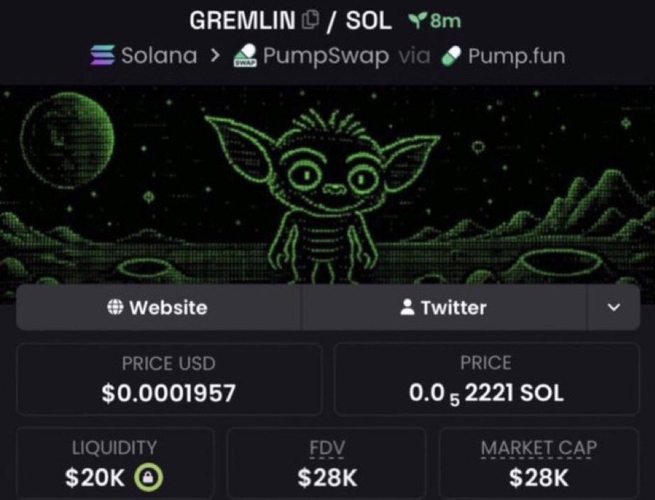 HODL_zilla's tweet photo. Quietly scooped $GREMLIN at just $28K MCAP 👀
Shhh… TG got the whisper first!
CA: DBDkK6A4CigaVrjHkKcYeyXkCxVBpTpNMa2Cy5aqpump
$sol #bagwork #coinist #ftp #live #pumpathon #hope https://t.co/GClY2fdcj0
