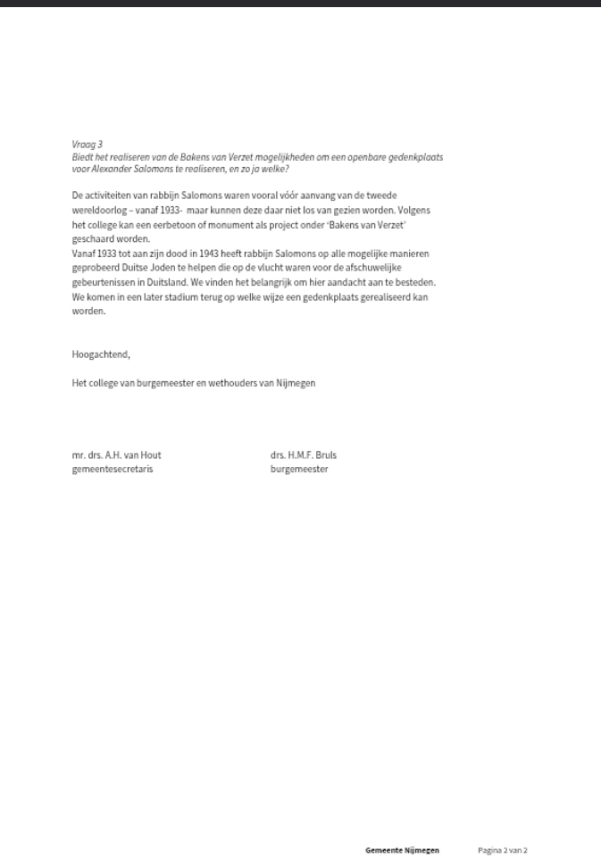 Stadspartij024's tweet photo. @jasparov De uitvoering van de toezegging op onze schriftelijke vragen wacht op de vernieuwing van het station en Stationsplein. Daarin zal dan een herinnering aan Salomons terug komen. https://t.co/vGKL9287Jn