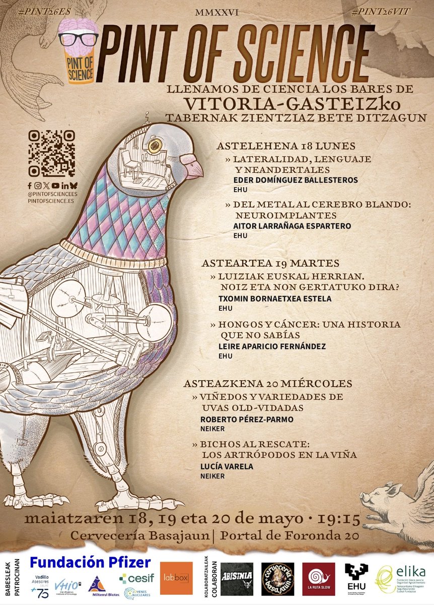 jonlg5's tweet photo. Ya hemos presentado los carteles de Pint of Science de Vitoria-Gasteiz para este año! 🍺🧠 Animate a disfrutar de un poco de ciencia en los barea 📍Basajaun y 📍Abisinia, las tarde del 18,19 y 20 de mayo.  

#Pint26VIT

Nos vemos allí! https://t.co/jlsPgY3OUW