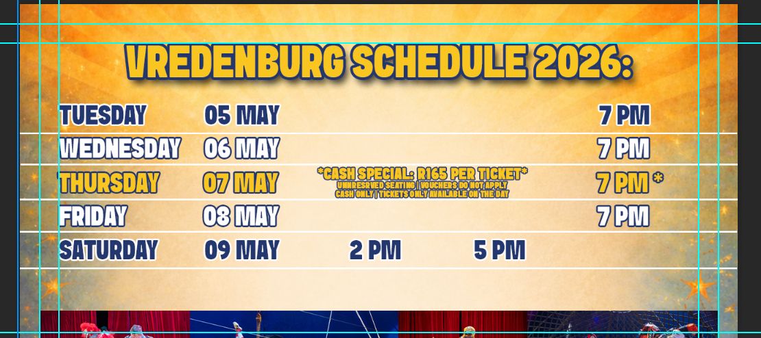 mclarenscircus's tweet photo. #McLarenCircus Presents a Cash Special Show in #Vredenburg Tonight πͺππ¦π―π΄π©π€‘π©π₯³β€οΈ
#WesternCape Coming Soon to #Vredendal #Springbok #Pofadder & #Kakamas #NorthernCape
Adams #HealthWins #ProtectYourStory Sundowns
All Show Times: https://t.co/Y5XPaa1RcI
WhatsApp: 082 747 5726 https://t.co/M83D1JD5wY