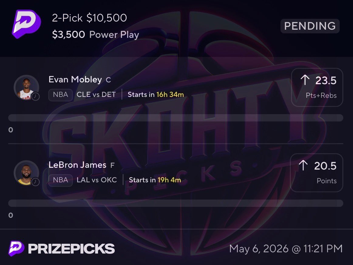 SkohtyDFS's tweet photo. NBA🏀 2 MAN LOCK🔒💰if this parlay cashes I will cashapp one person that likes this tweet $200. Must like to enter good luck 🚀 ❤️ if tailing ! 

#PrizePicks ⬇️⬇️  #NBA https://t.co/Kbtt3NNIgU