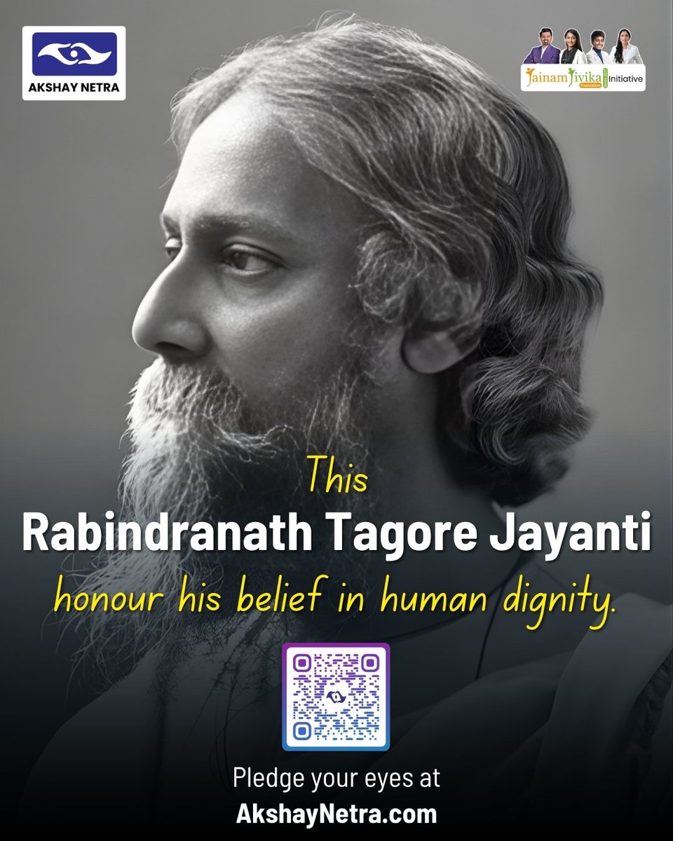 TeamAkshayNetra's tweet photo. Rabindranath Tagore gave the world a new way of seeing. Your pledge can give someone the ability to see it literally. https://t.co/ix3KSdrKuz 👁️ #RabindranathTagoreJayanti #EyeDonation https://t.co/Zek8oMuOwl