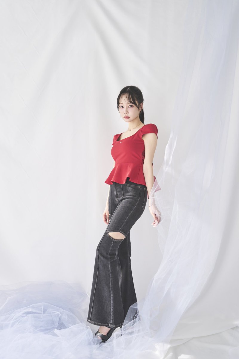 EATME バックリボントップス EATME バックリボンリブTOP（ブラック） -ファッション通販 FASHION WALKER