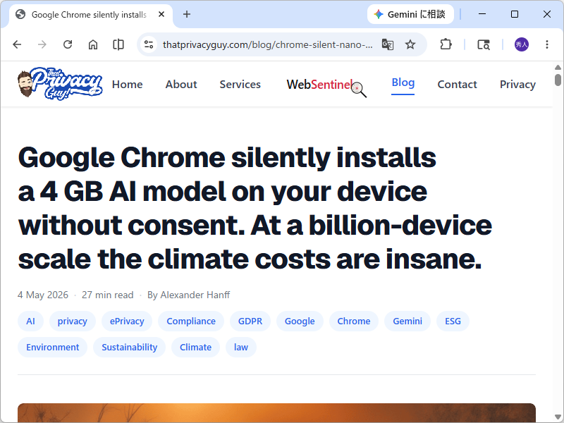 「Chrome」が勝手に4GBもダウンロード、オンデバイスAI「Gemini Nano」の是非で紛糾／Googleの中の人が釈明【やじうまの杜】 forest.watch.impress.co.jp/docs/serial/ya…