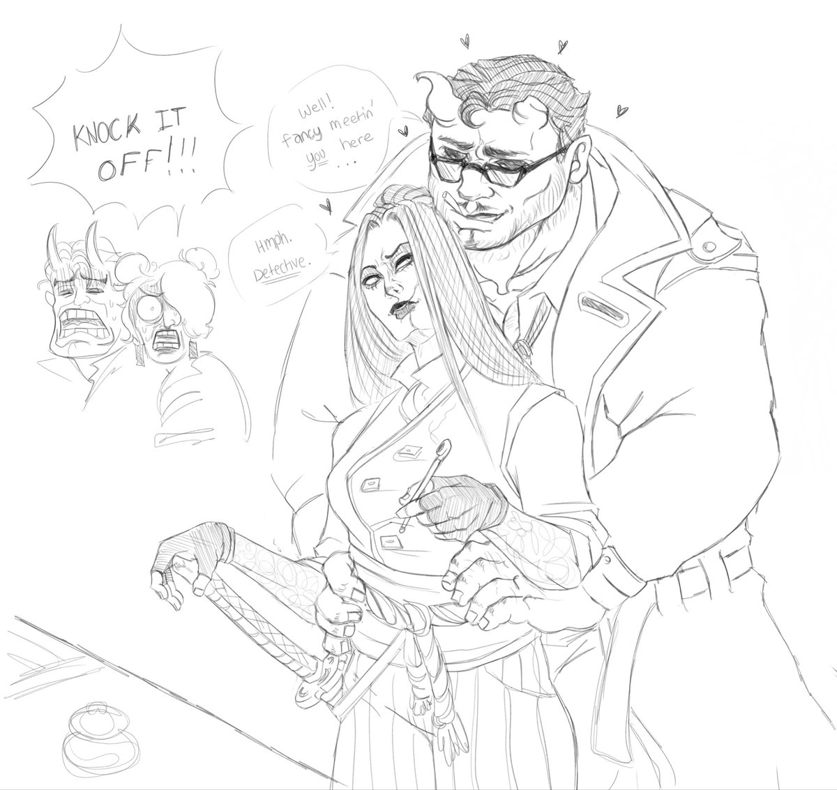 kyleblanchenty's tweet photo. Secret shop shenanigans (they are taking patron) 
#deadlock #deadlockfanart https://t.co/tbz7pX72V4