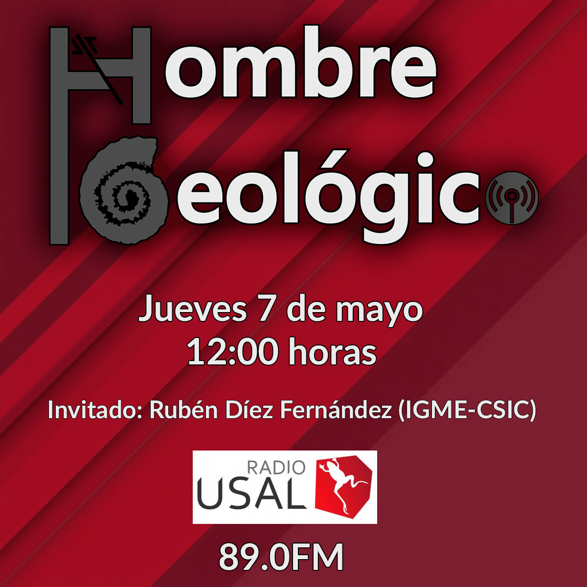 GeologicalMan's tweet photo. Os recuordamos que hoy tenéis el primer programa de radio de #HombreGeológico. Hablaremos con Rubén Díez Fernández sobre el #Geolodía2026 de #Salamanca.
📅 Jueves 7 de mayo
🕛12:00h
🎙️89.0 FM
También lo podréis escuchar en formato podcasts (ya pondremos el link). https://t.co/5mbCTzMDsD