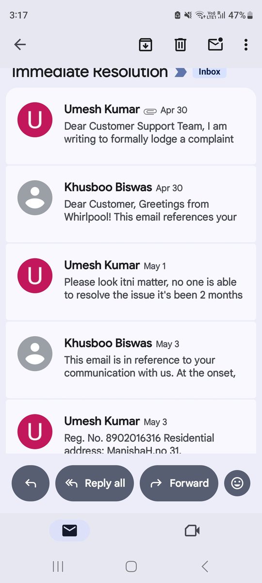 umesh_chemi's tweet photo. @PMOIndia @UmangOfficial_ @jagograhakjago can you help in this @whirlpool_india is shameless I am out of option 2 months and no response from their coustomer serivice on mail, toll free, twitter DM https://t.co/G4chidrNgQ