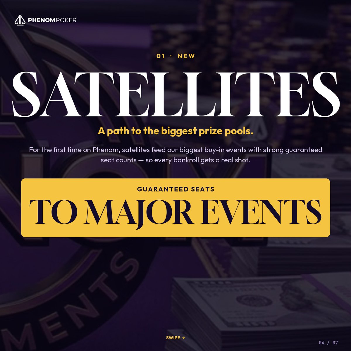 PhenomPokerApp's tweet photo. MORE TOURNAMENTS. MORE ACTION. 🃏

You asked, we listened. The Phenom lobby just leveled up:
♠️ Satellites into our biggest buy-ins
♣️ More PLO, NLH &amp; Mixed Games
♦️ Mon, Wed &amp; Sun = peak nights

Plus dedicated reviews 5-6× a year. Forever.
🔗 https://t.co/hl7nkYh7v1 https://t.co/OEtix6yM7J