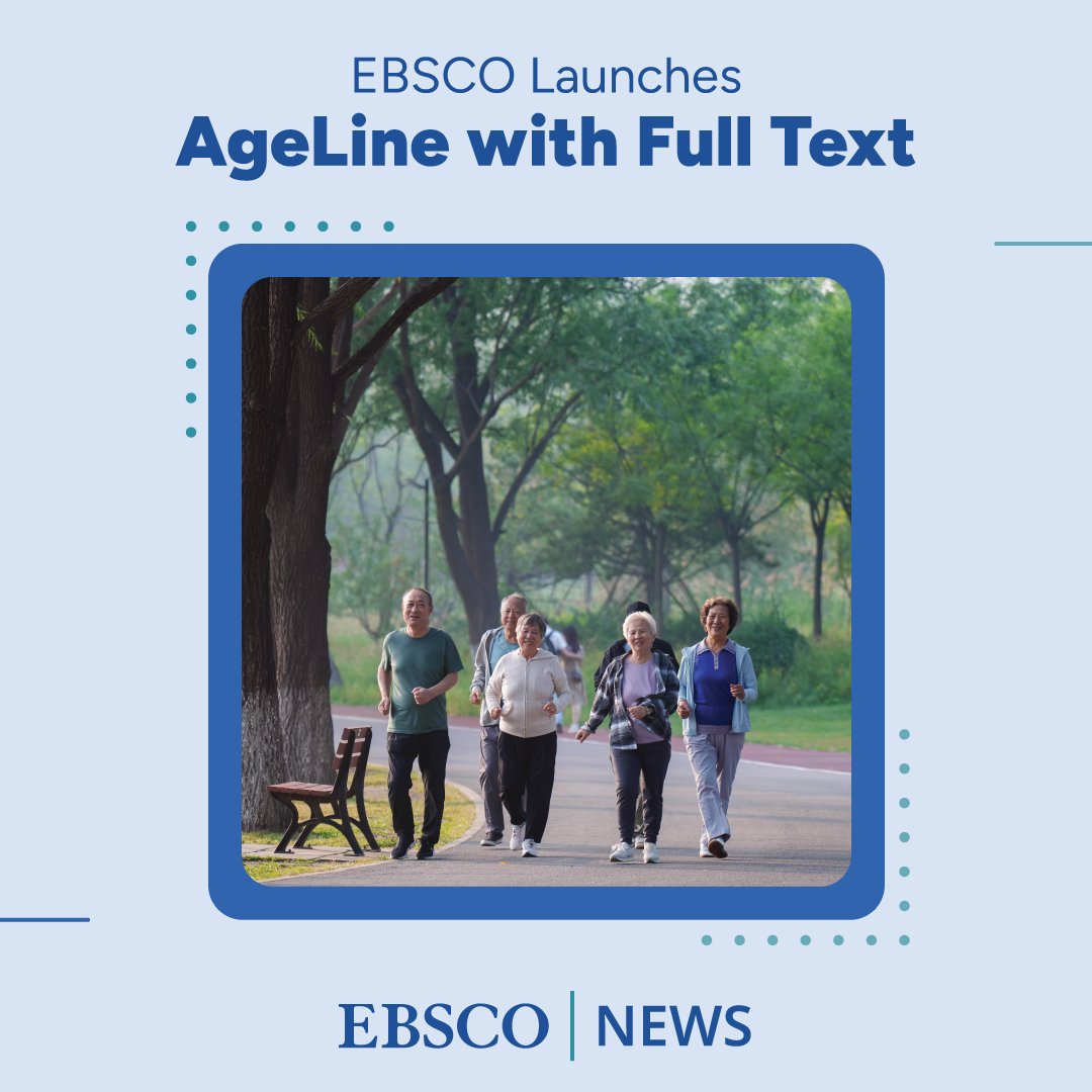 NIEUW! AgeLine with Full Text
Deze databank ondersteunt onderzoek naar ouder worden met content uit 100 tijdschriften en vakbladen, met aandacht onder meer voor sociale, psychologische en gezondheidsaspecten.
Lees meer: 👉 m.ebsco.is/uouo4

#Onderzoek #Gerontologie