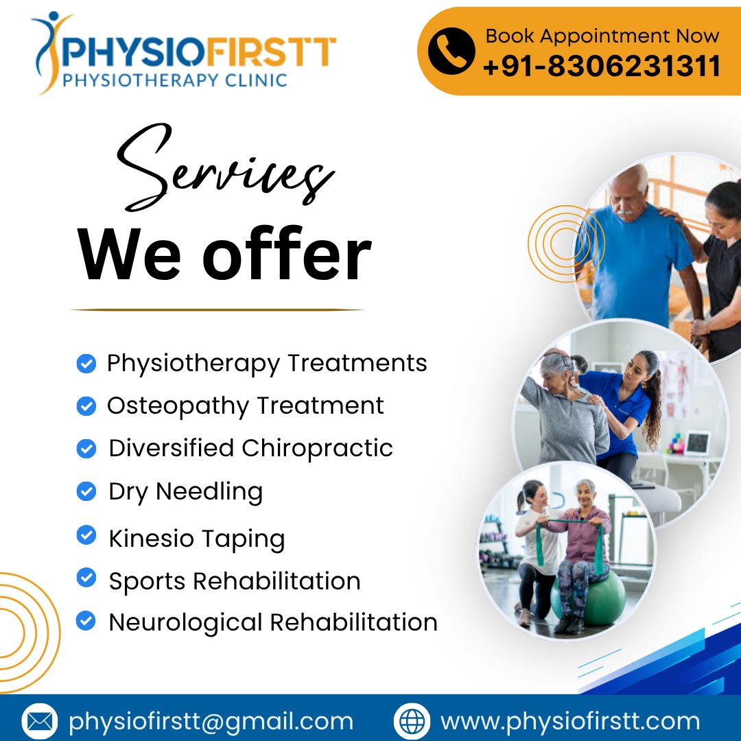 physiofirstt's tweet photo. Move better, feel stronger, and live pain-free with expert care at Physio Firstt Physiotherapy Clinic.

From physiotherapy and chiropractic care to sports and neurological rehabilitation.

📞 Book Appointment: +91-8306231311
🌐 Physio Firstt https://t.co/0s7tkAaffL