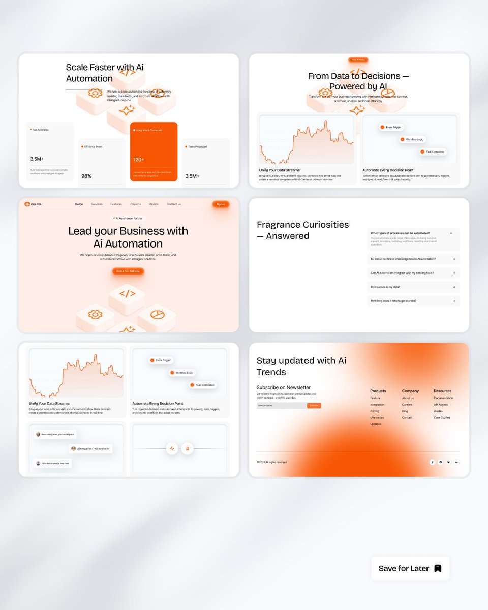 Swandesignai's tweet photo. AI automation SaaS UI π
Modular sections, clean hierarchy, and scalable components designed to simplify complex workflows.
#SaaSDesign #WebDesign #UIUX #AIProduct #LandingPage #ProductDesign #StartupWeb #ModernUI #TechDesign #DigitalProduct #UXDesign #CreativeWeb #FutureOfWork https://t.co/DsmbgAa5eU