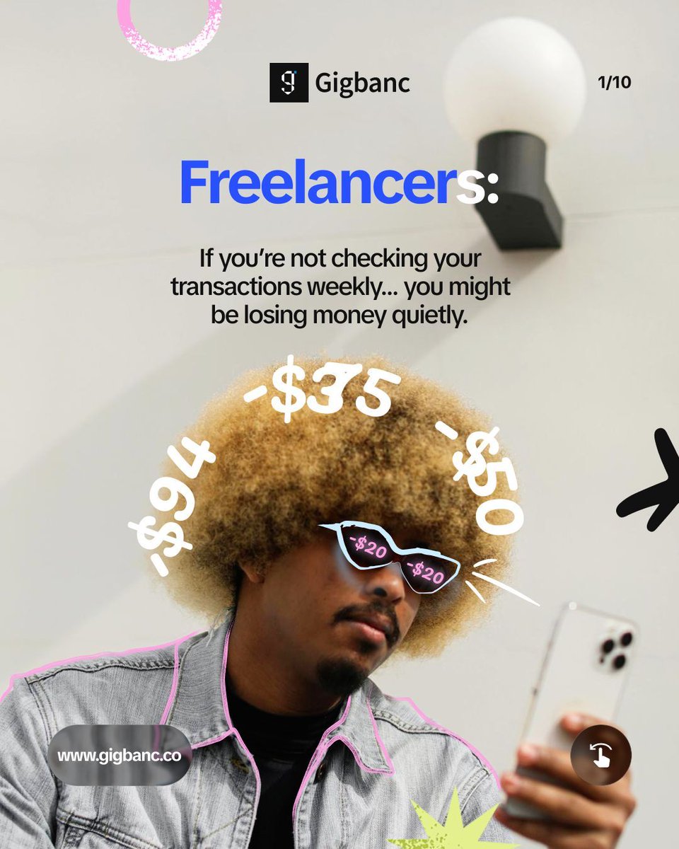 gigbanc's tweet photo. Freelancers check deadlines.
Freelancers check client messages.
Freelancers check project updates.
But many don’t check their money.
A weekly transaction review can help you catch waste, spot issues early, and stay in control of your finances.
10 minutes. Once a week. Big difference.
Do you review your transactions weekly?