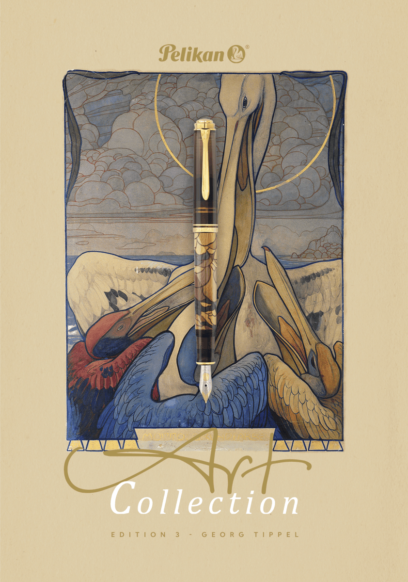 JIPA_pen's tweet photo. 【ペリカン】特別生産品「M600 Art Collection ゲオルク・ティッペル」発売。
このコレクションは、ペリカンのビジュアルアートの歴史を蘇らせ、歴史的ポスターに新たな命を吹き込み現代へと繋ぐシリーズです。
5月発売　税込価格：￥121,000
＃ペリカン万年筆　＃特別生産品　＃ゲオルク・ティッペル https://t.co/vPWNcY6tZe