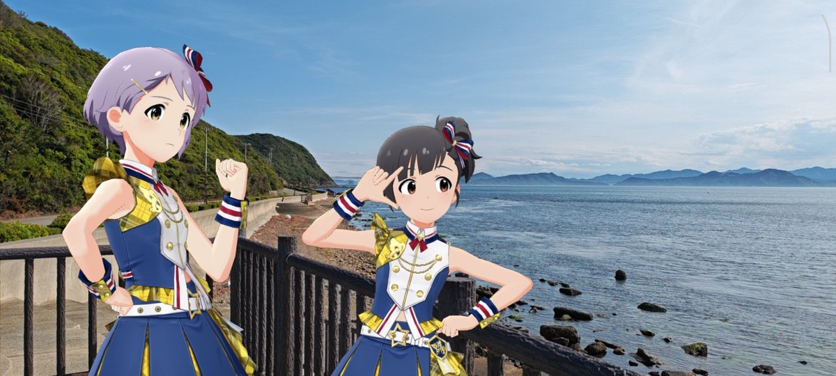 bk_sys's tweet photo. これで今回の四国は終わりで
鳴門市辺りと橋を渡って淡路島でかわいいふたりを撮影
やっぱり橋はいいよね
大きいのも小さいのも好き
#ミリシタ　#グラビアスタジオ
#毎日育ちゃん可愛い大会
#まかべーかわいい https://t.co/G1BqoIlYrR