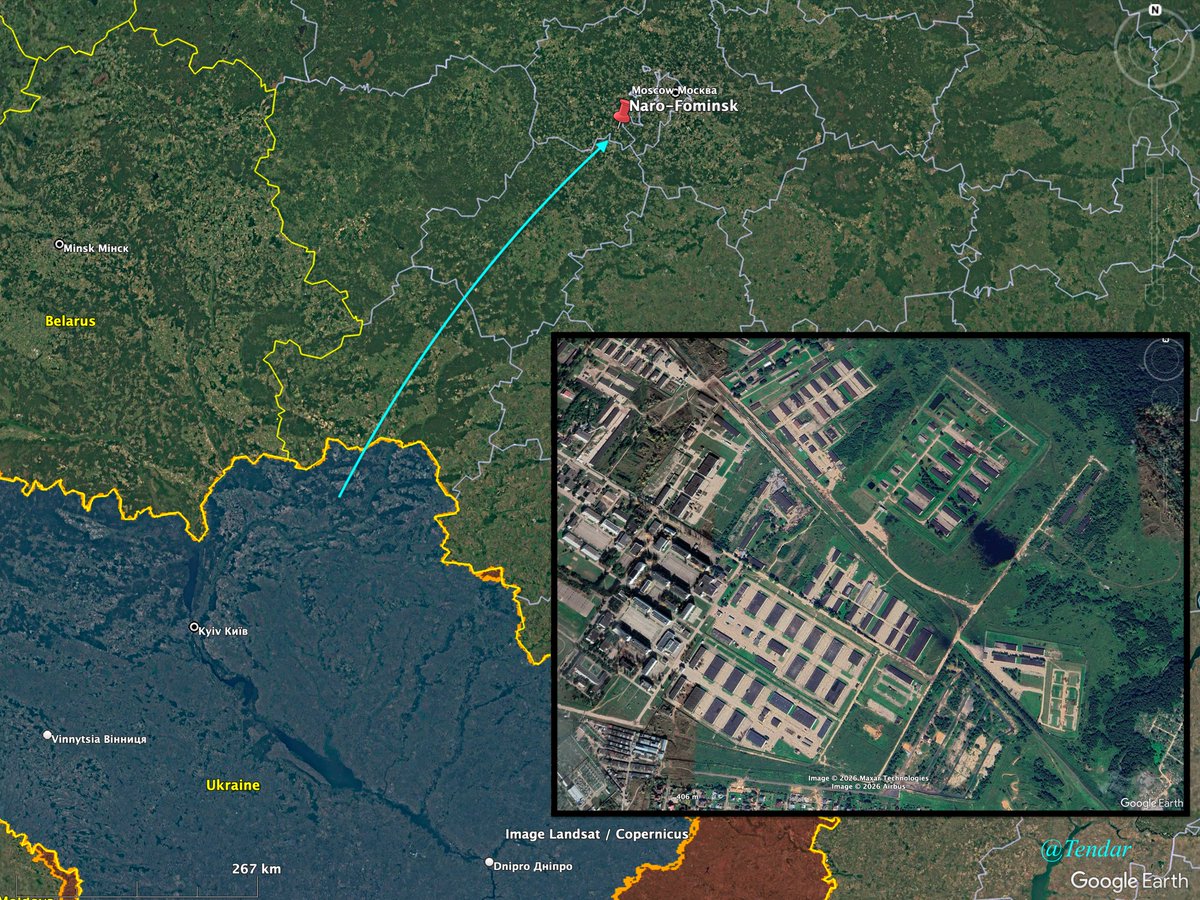 RT by @mikenov: A logistics complex in Naro-Fominsk, Moscow region, in Russia, which is run by the Russian military, was struck this morning. The facility is only 67 km (40 miles) from the center of Moscow.