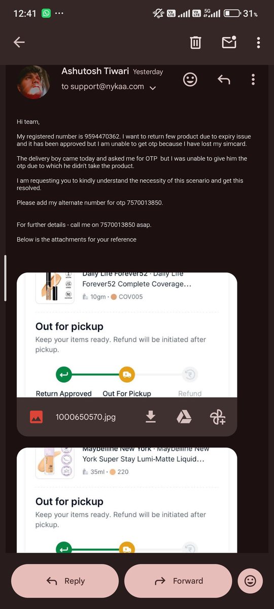 Usert1202's tweet photo. @MyNykaa Hi team, I have raised a concern with you guys and it's very urgent. I want you guys to call me as soon as possible on 8652515424 right now.  Call me as soon as possible for this. https://t.co/YKKNKrsfXD