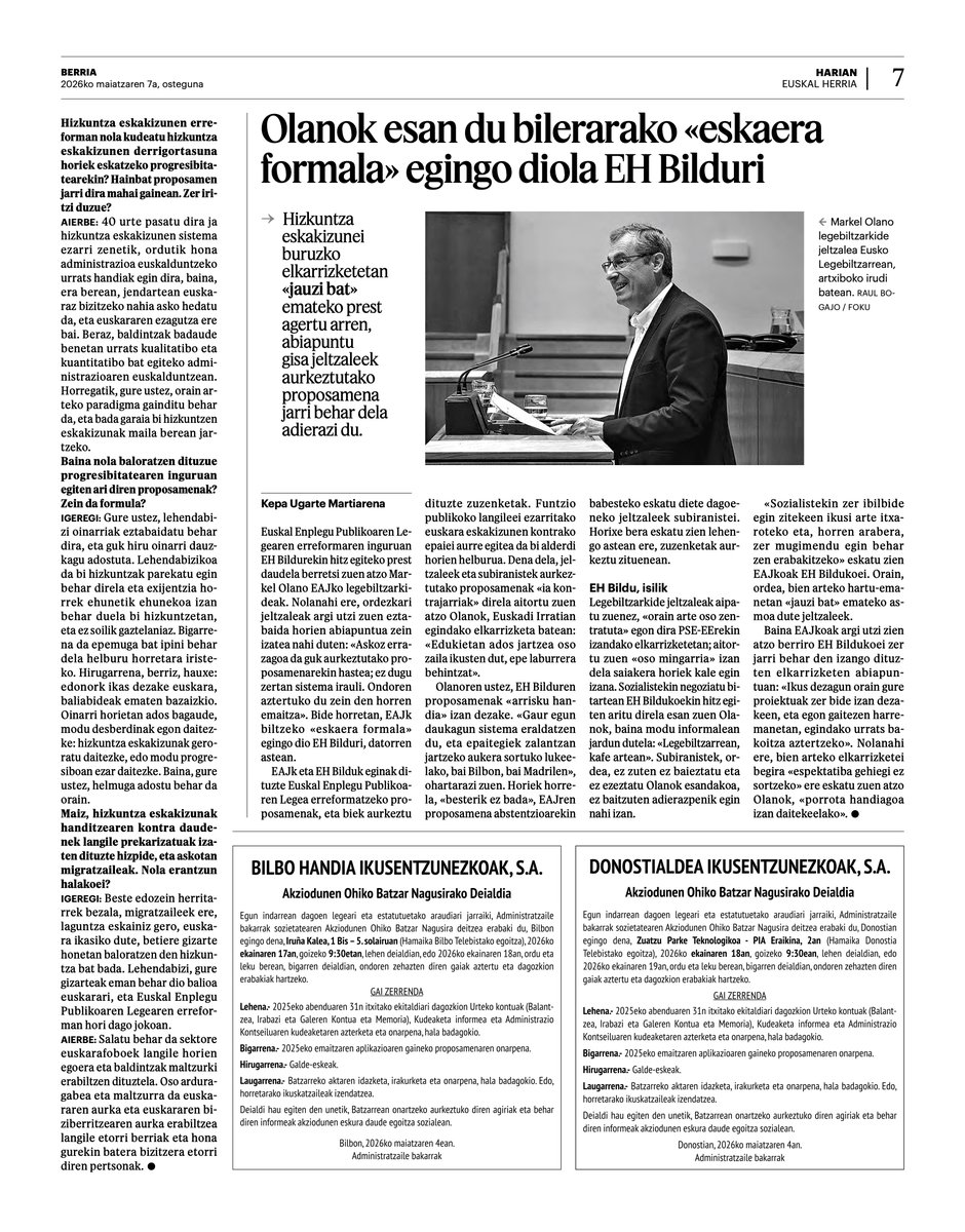 LABsindikatua's tweet photo. 💬Urko Aierbe: "Baldintzak badaude benetan urrats kualitatibo eta kuantitatibo bat egiteko administrazioaren euskalduntzean. Orain arteko paradigma gainditu behar da, bada garaia bi hizkuntzen eskakizunak maila berean jartzeko"

@berria -n elkarrizketa ➡️ https://t.co/yCrX9RIkng https://t.co/WDq9mwj8gO