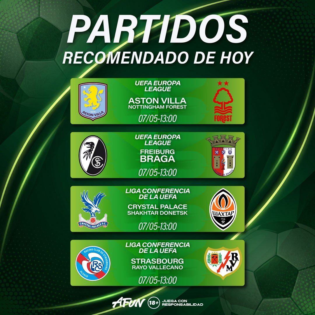 Afun_Mx's tweet photo. ⚽️ ¡Los partidos más esperados de la noche ya comienzan!
La emoción europea sigue encendida con grandes enfrentamientos 🔥

🎯 Ven a AFUN y participa en las predicciones
🍀 ¡Descubre quién será el ganador de hoy!
#afunmx https://t.co/1EayKF2o0k