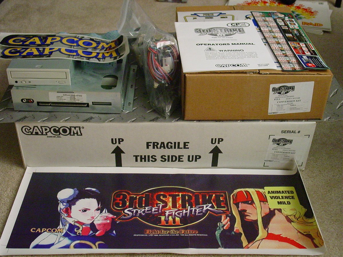 The very last Street Fighter III: 3rd Strike CPS3 kit that shipped out from Capcom’s Coin-Op Division in 2003.

A little history behind this piece. In 2003, the same year we opened ARCADESHOCK, we purchased the remaining inventory from Capcom Coin-Op’s arcade division — roughly