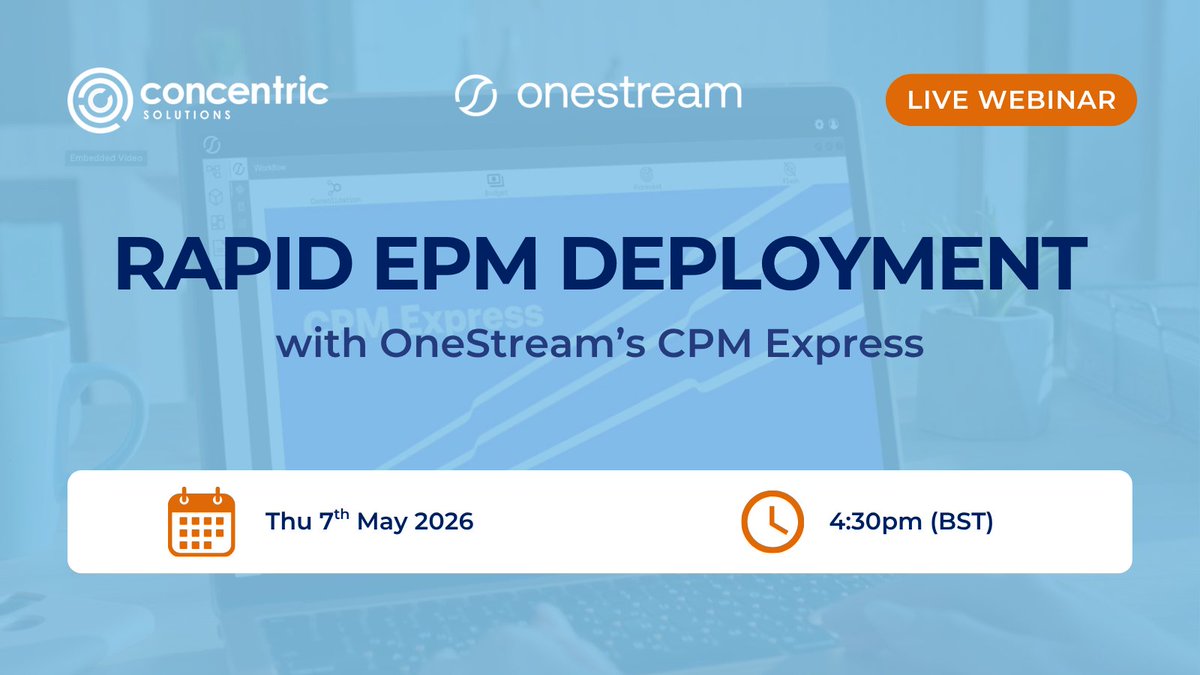 ConcentricSolns's tweet photo. Live today – Rapid #EPM Deployment Webinar – 4.30pm –if you’re looking for a more practical, lower-risk approach to #financetransformation, there’s still time to join us this afternoon.

🔗 Register here: https://t.co/AySZxBq1a1 https://t.co/BFL3MPH09a