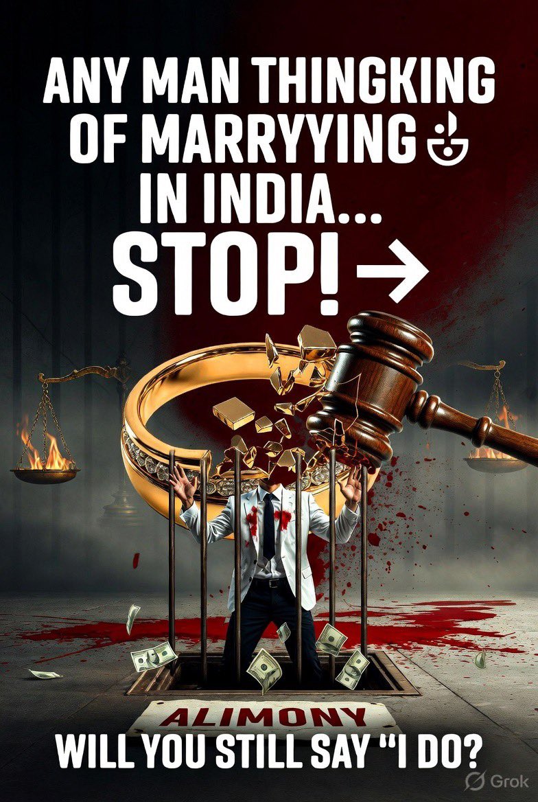 Any man thinking of getting married in India…
STOP.

Before you say “I do”, you MUST read these Supreme Court judgments &amp; observations by our own prestigious courts.

Then ask yourself honestly:

Will you still marry in this country? ⚠️