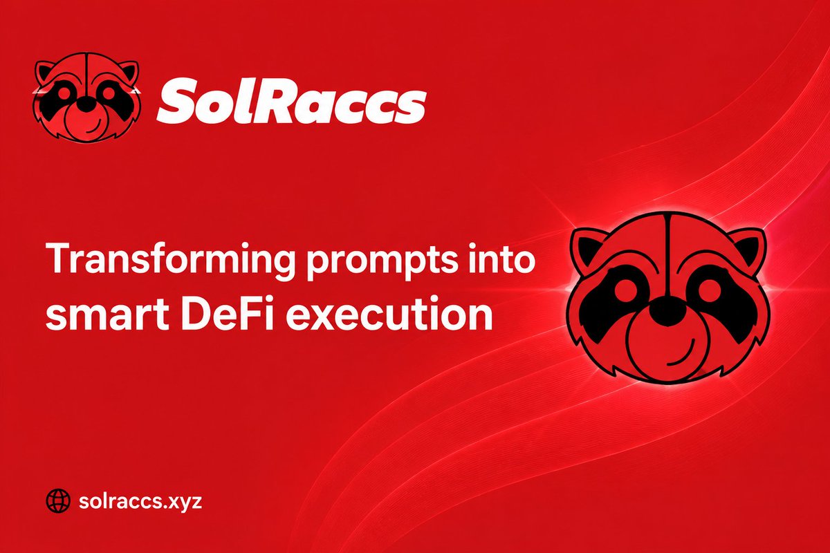 Solraccs's tweet photo. We’re entering a new era where humans no longer need to handle every process manually.

Code is becoming autonomous.
Execution is becoming intelligent.
And DeFi is evolving the same way.

The next phase of decentralized finance won’t be driven by complicated dashboards, endless clicks, or fragmented protocols.

It will be driven by AI.

SolRaccs is built for this transition.

Instead of forcing users to manually navigate DeFi, SolRaccs transforms prompts, intent, data, and signals into seamless on-chain execution.

You express the outcome.
Intelligent systems handle the complexity.

From strategy execution to on-chain actions, SolRaccs is shaping a future where DeFi becomes faster, smarter, and radically more accessible.

The future of DeFi isn’t just decentralized. It's autonomous.