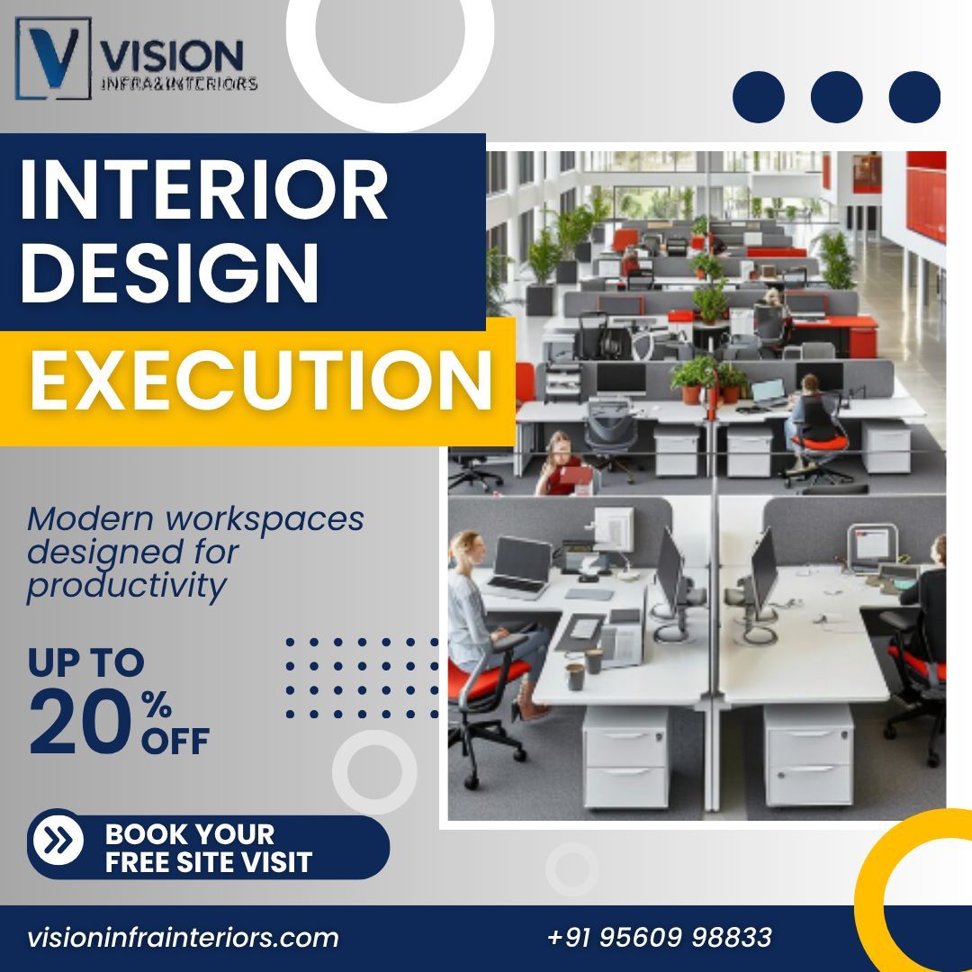 VisionInfrainte's tweet photo. At Vision Infra &amp; Interiors, we don't just design; we execute with precision to create productive workspaces. 

Limited Offer: Get UP TO 20% OFF on your next project!

Book your FREE Site Visit:
📞 +91 95609 98833
🌐 https://t.co/aINhjLoY1H

#OfficeInteriors #NoidaBusiness https://t.co/EU0tkjOpOB