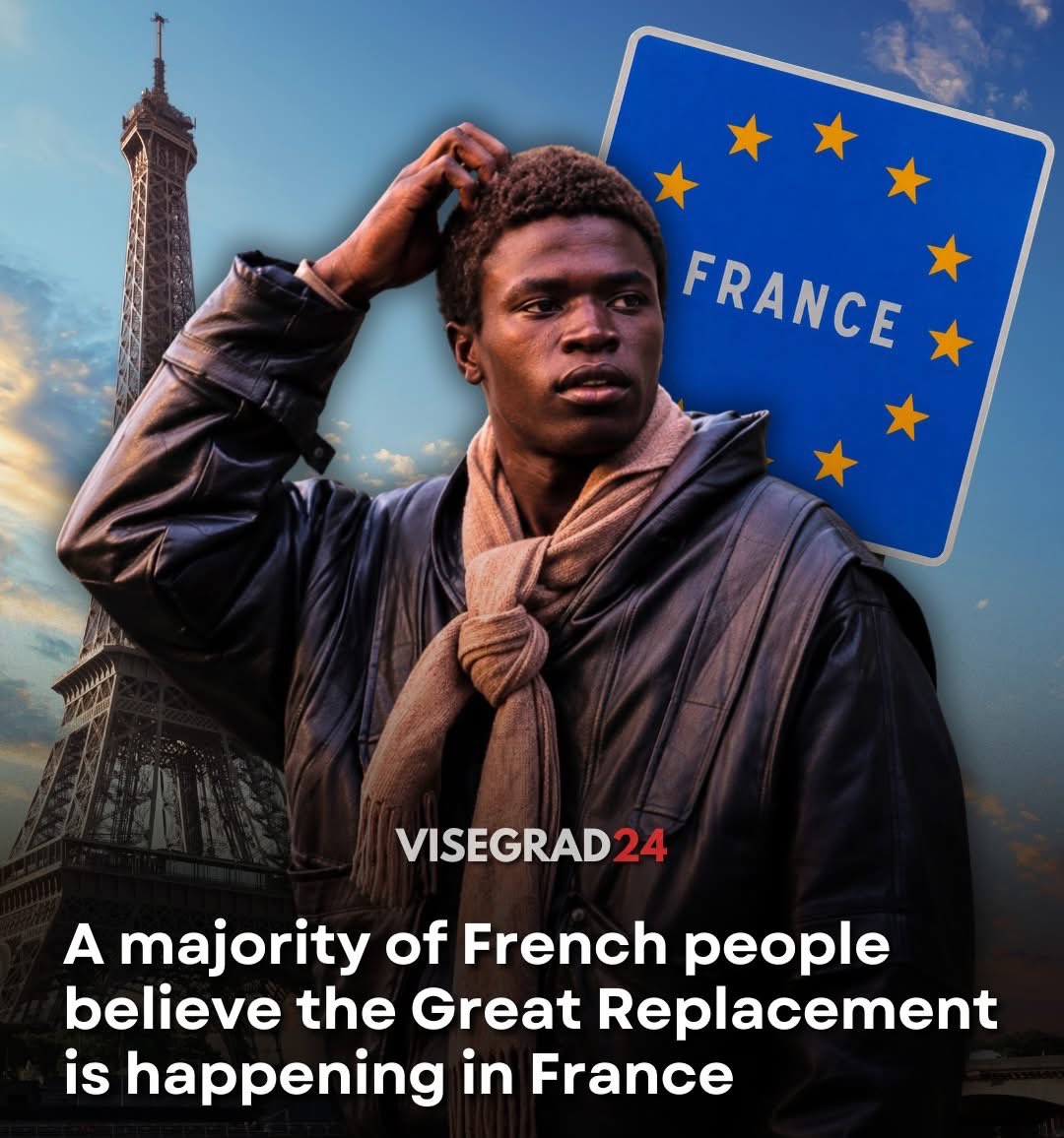 🇫🇷 A majority of French citizens believe the Great Replacement is happening in France.

According to a recent IFOP survey, 60% of French respondents agreed they are witnessing “a replacement of the French population by non-European populations, mainly from the African continent."