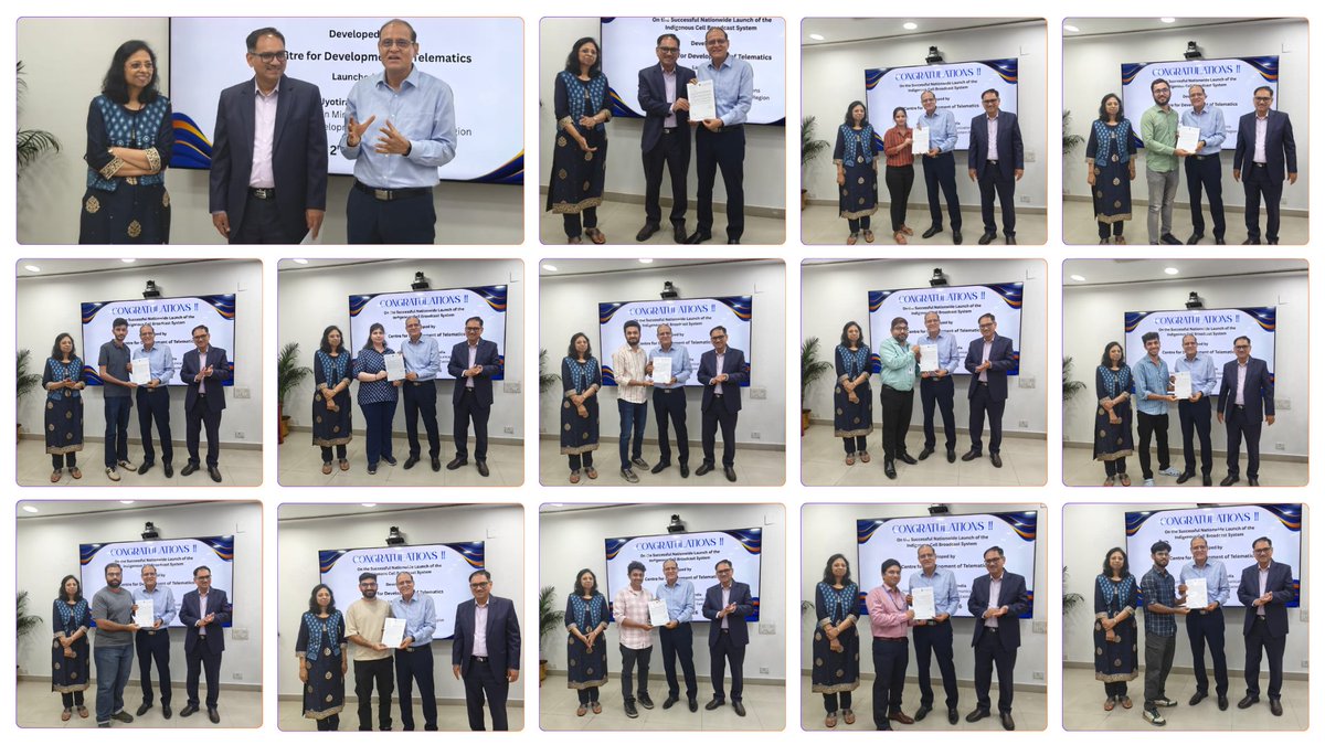 rkupadhyay's tweet photo. There are moments when the work we do goes beyond technology - and truly touches lives. This is one of them.

I feel incredibly #proud of our team at @CDOT_India for bringing the indigenous #CellBroadcast Solution to life. This has been a #journey of #dedication, collaboration, and a shared #commitment to build something that truly matters.

What you have created is not just a platform, but a lifeline  - ensuring that critical #alerts reach people in time, wherever they are, and when they need it the most.

Built to work without #internet or apps, across #telecom networks, and delivering alerts in multiple languages - even to people on the move -this solution reflects both #technical excellence and a clear focus on #citizens.

From the first idea to #nationwide scale, this achievement reflects the passion and perseverance of every individual involved.

#Congratulations to each one of you. This is a proud moment for all of us as it also marks a step towards strengthening India’s mission of #EW4All and advancing the vision of an #AtmanirbharBharat.

@PMOIndia @UN @UNDRR @ITU @3GPPLive  @PIB_India @pib_comm @DoT_India @JM_Scindia @PemmasaniOnX

#CellBroadcast #PublicSafety #DisasterManagement #TechnologyForGood #AtmanirbharBharat #EW4All