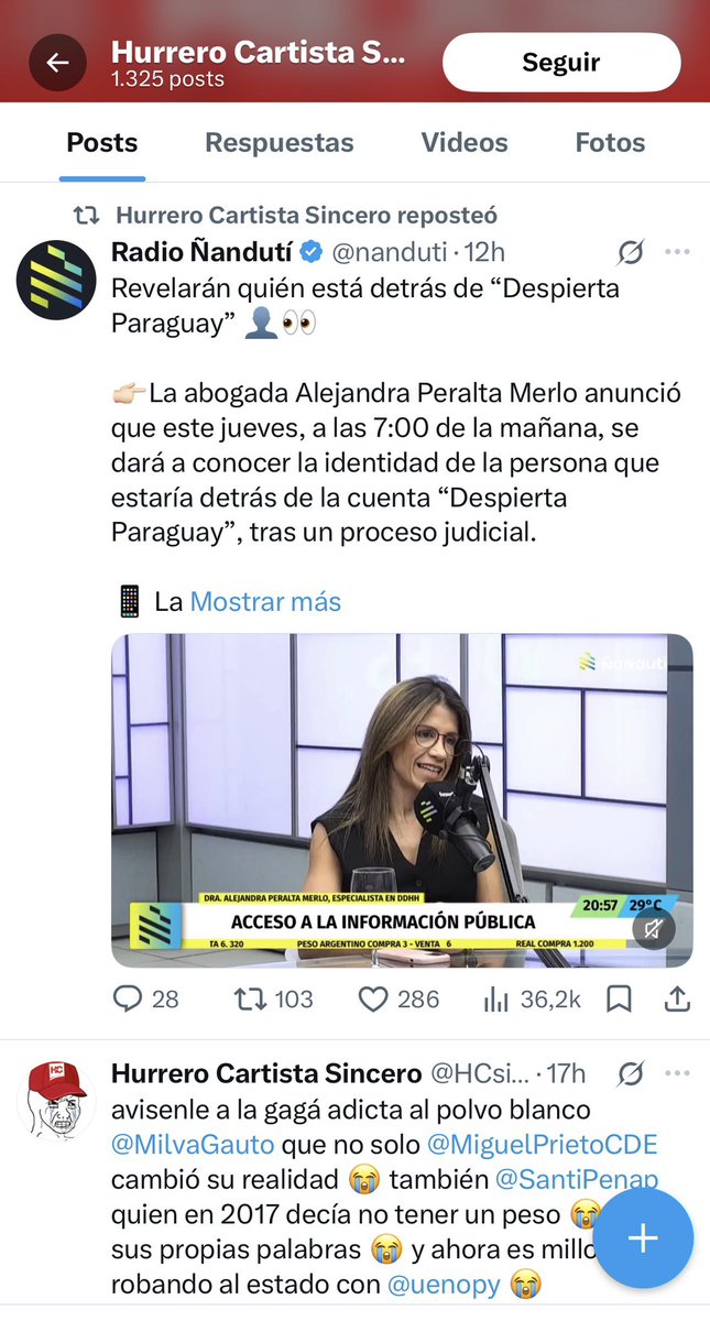 Que interesante que obtuvieron los datos, <a href="/aleperaltamerlo/">Alejandra Peralta Merlo</a> podrías subir un QR con el expediente (como soles subir de los casos) así vemos quién pudo obtener y tu proceso ? 

Cuando hice mi denuncia a varias cuentas no logré, por ejemplo a <a href="/HCsincero02/">Hurrero Cartista Sincero</a> es una cuenta que le hace