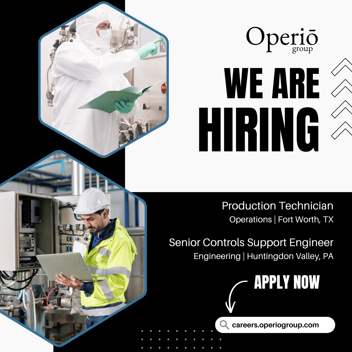 OperioGroup's tweet photo. We’re hiring at Operio Group.

Production Technician (TX)
Controls Support Engineer (PA)

Work on real equipment. Make real impact.
Apply: https://t.co/3mco94Kyio https://t.co/qVS6I9KKj4