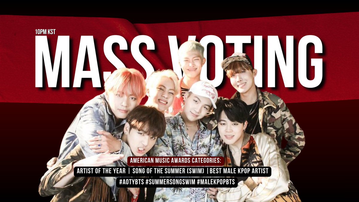 laviedenoona's tweet photo. 📢 MASS VOTING STARTS 🚨

ARMY! Let's fight together until the end. TEAMWORK MAKES THE DREAM WORK 🤜🏻🤛🏻🔥

📌 2026 AMAs 
🗳️ https://t.co/l6WRboWSfo + Instagram @/amas
🔗 https://t.co/Lspgm7sPqe
❓ https://t.co/9vysqaJfcN 

🔑 SWIM WITH BTS ON AMAS
RT AND SHARE 🔁 https://t.co/wxH6Aw07jM