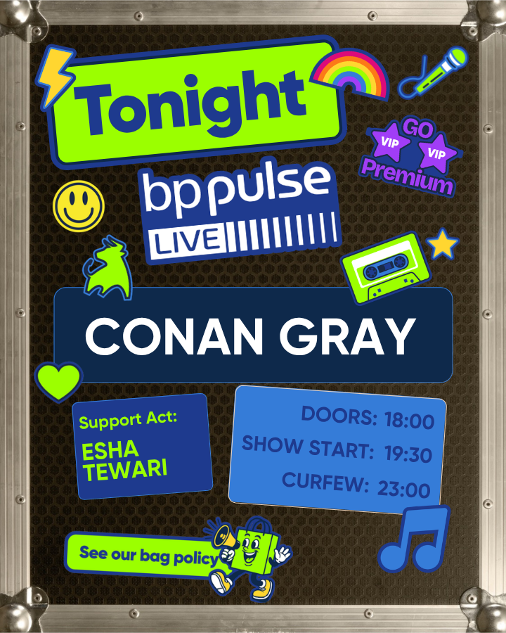 bppulseLIVE's tweet photo. Check out everything you need to know before you go to Conan Gray tonight!

Timings are approximate and subject to change, visit our website for the full event information, including the bag policy 👉 https://t.co/b8CiM6ndaI https://t.co/YaXIAEvJ3t