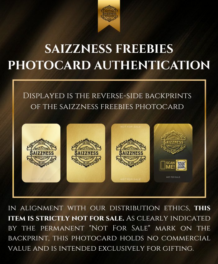 Saizzness's tweet photo. For our Saizz collectors ❤️‍🔥

Here’s the guide for both our official and freebie photocard series. This is your go-to reference to help you verify your pulls and easily spot the difference between official merchandise and our complimentary freebies 🫱🏻‍🫲🏽

#ALAMAT_RJI #Saizzness https://t.co/maGSqlpMMx