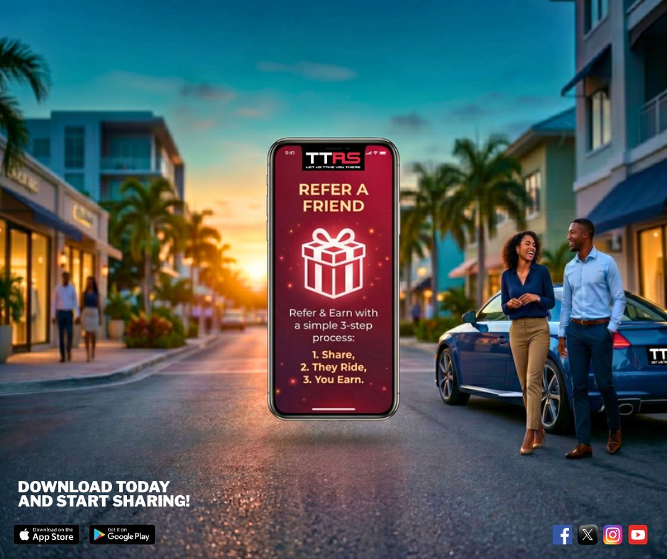 ttrideshare_'s tweet photo. Refer &amp; Earn with TT RideShare! 🚗

Share your referral code from the TTRS app and get $25 off your next ride when your friends join! Let's save together! 

 #TTRideShare #ReferAndEarn #Savings #RideWithUs https://t.co/lkzcbUKWnC