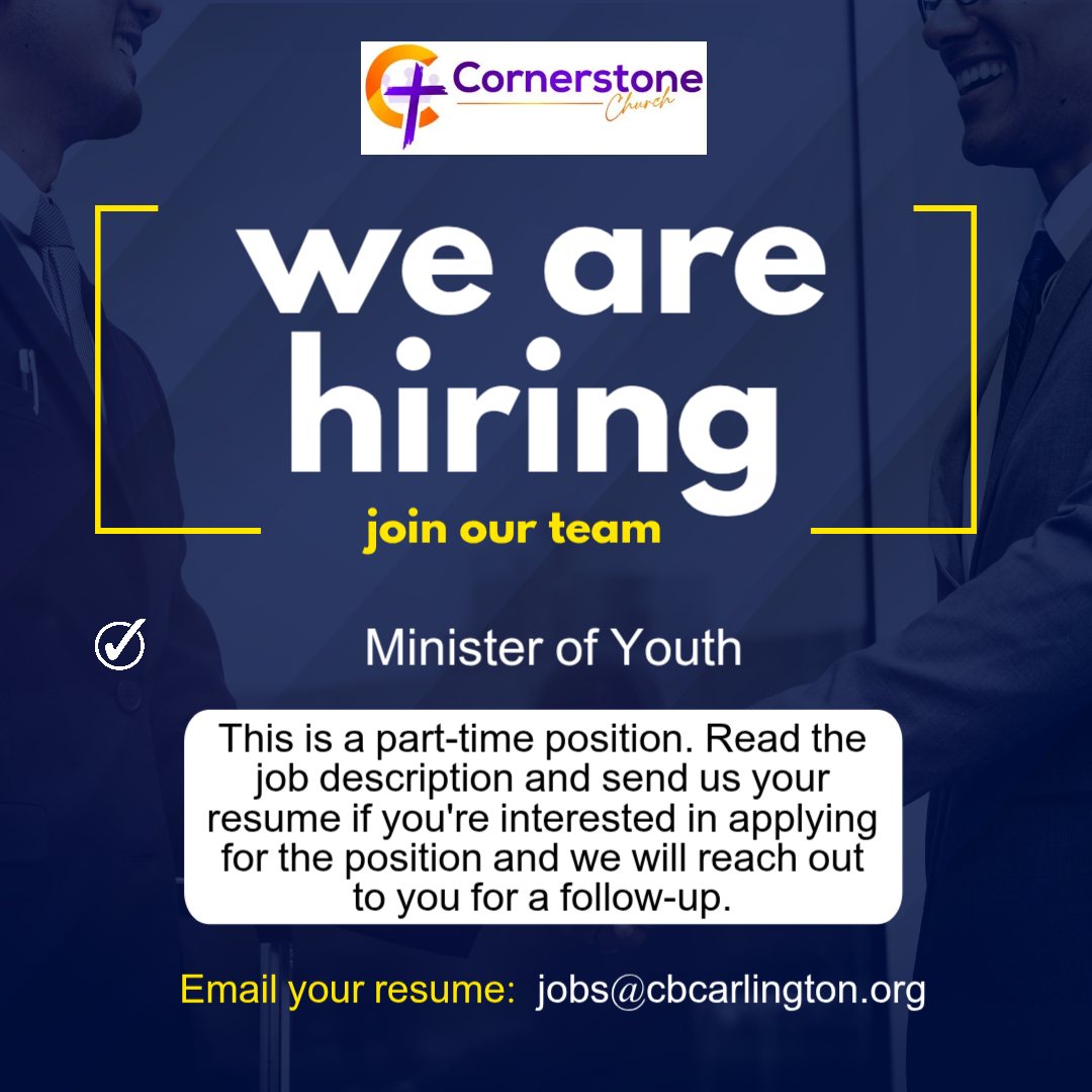 CornerstoneTX's tweet photo. We're Hiring A Youth Minister! Visit https://t.co/rsvoMLqufV to review the job description and submit your application. https://t.co/Thh1piD5E4