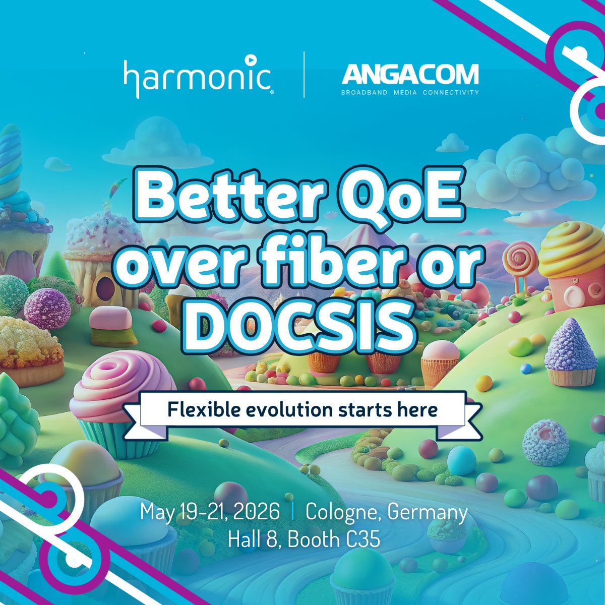 HarmonicInc's tweet photo. Fiber or DOCSIS is the wrong question. The right question is how to deliver better QoE with more flexibility. See how at ANGA COM 2026, Hall 8, Booth C35. https://t.co/xi3zPfJ2iu #HarmonicBroadband #ANGACom https://t.co/JvEkJZa0pI
