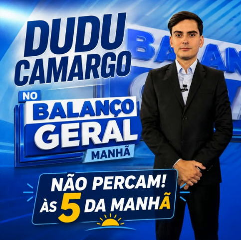 CentralDuduCama's tweet photo. 📢 CONVITE

Acompanhe Dudu Camargo no comando do Balanço Geral Manhã. Comece o seu dia com as principais notícias, prestação de serviço e reportagens exclusivas, agora em novo horário.

🗓️ De segunda a sexta-feira.
⏰ A partir das 05h00. https://t.co/fL3dtGgcl5