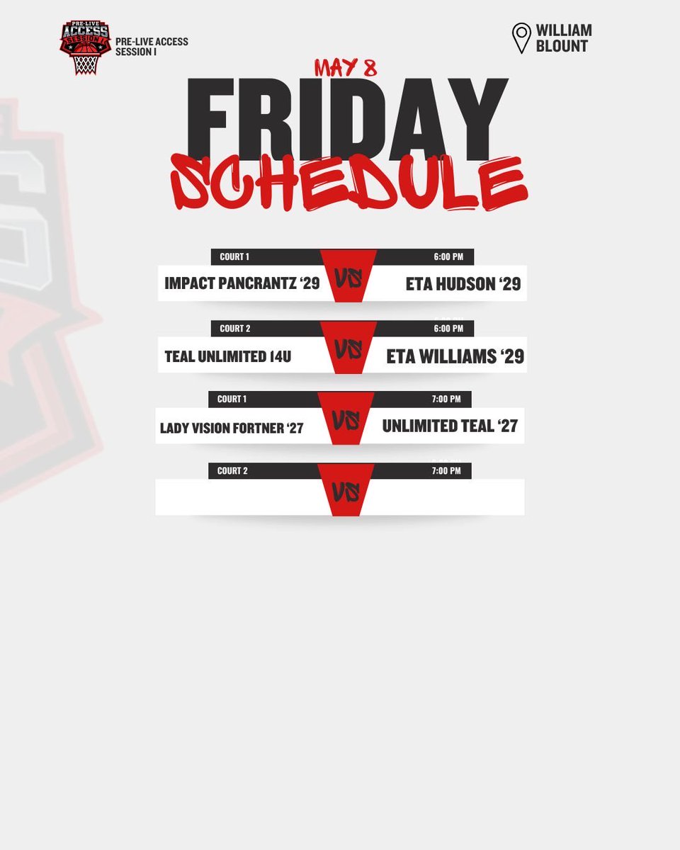 ArbEvMo's tweet photo. @TeamUnlimited16 2027/17u on the court at @WBHSGovernors this weekend: 

Friday May 8 ~ 7pm Court 1
Saturday May 9 ~ 3pm Court 1

@_katelynnwitt @_BlakeDerrick @jordanstout27 

And would love to have coaches drop by and watch us play!

@UPIKEWBB @UnionKYWBB @MilliganWBB @YHC_Wbb @TusculumWBB @MCScotsWbb @MontreatWBB @LRUWBB @EmoryHenry_WBB @LMCBobcatsWBB @JUTNWBB