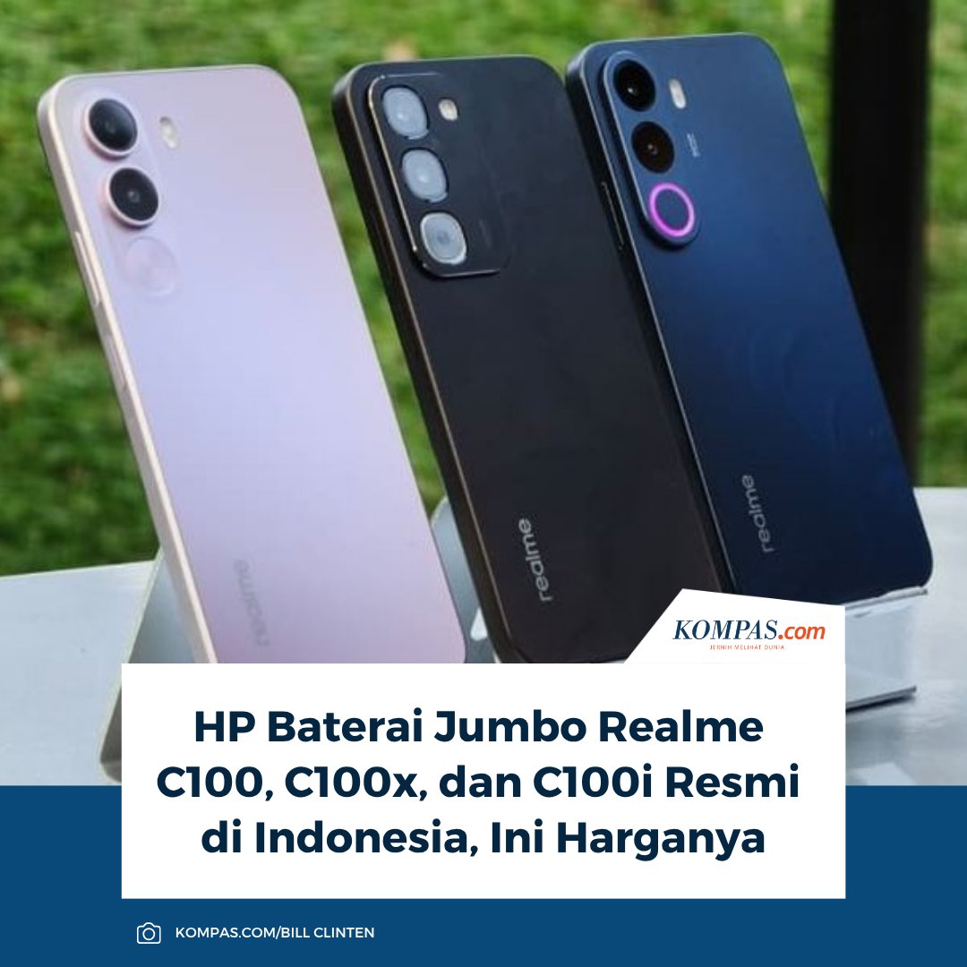 KompasTekno's tweet photo. Baca di sini: https://t.co/0FMeAjYvZL

Realme resmi meluncurkan smartphone entry-level terbaru mereka, Realme C100 Series, di Indonesia, dengan baterai jumbo berkapasitas 7.000 mAh dan 8.000 mAh untuk menunjang aktivitas berat sehari penuh.

~AM #Realme #Baterai #Handphone https://t.co/6bija11NUB