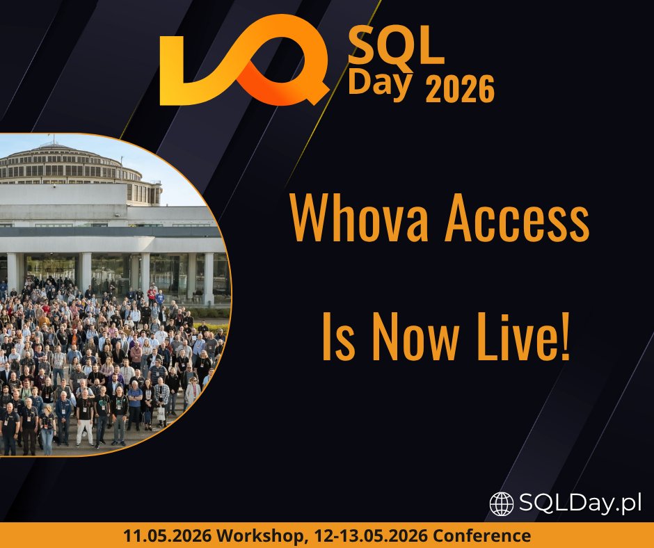 sqlday's tweet photo. 🚨 Good news for all SQLDay 2026 attendees! 🚨

Online access to Whova is now unlocked! 🚀

Find the Whova access link in the User Guide here 👉  https://t.co/INhhrGlbaV

#SQLDay2026 #sqlday #DataCommunityPoland #datacommunity #wroclaw #poland https://t.co/8wXCYYrb3Q
