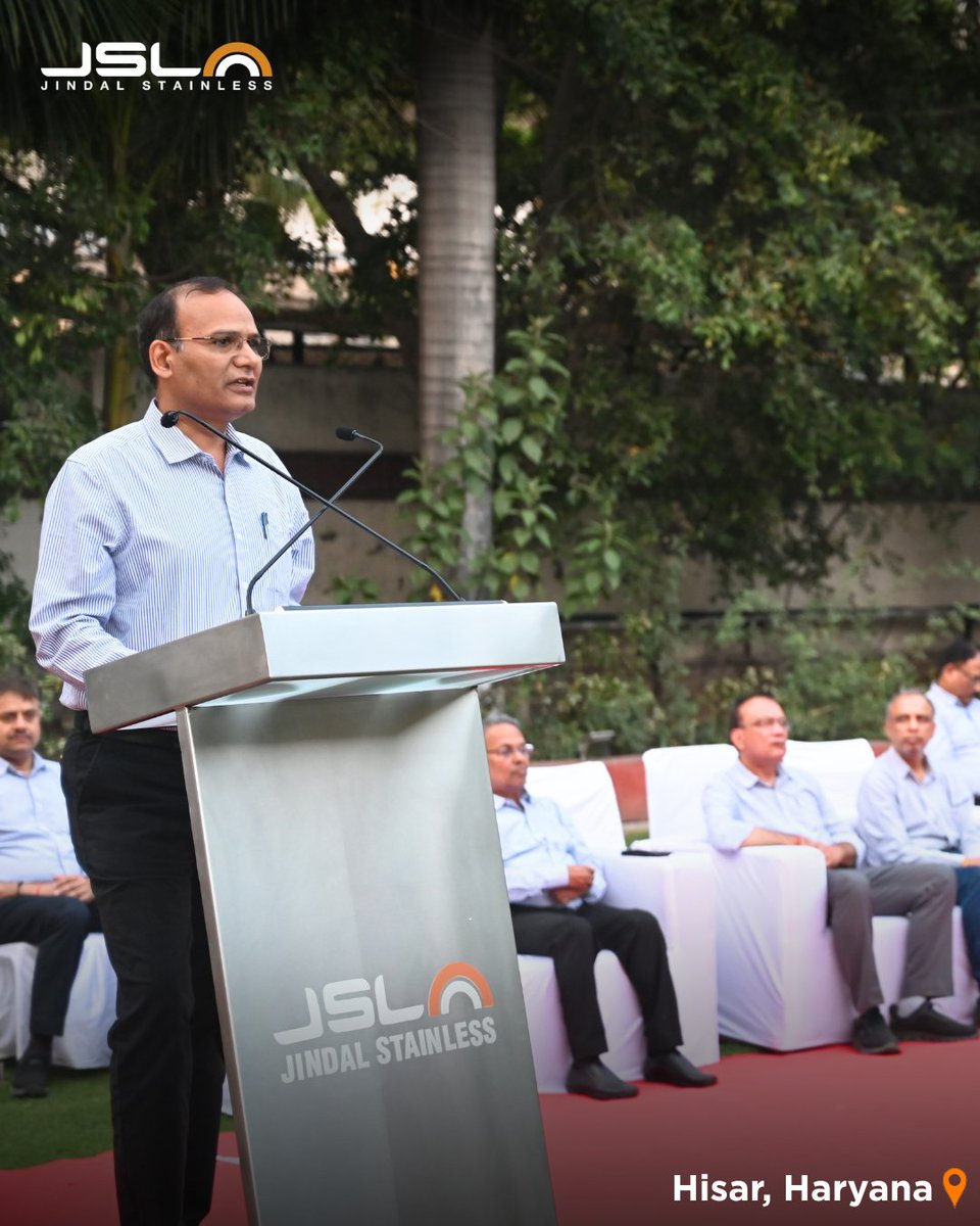 Jindal_Official's tweet photo. Chairman, Jindal Stainless, Mr Ratan Jindal, addressed employees at the Company’s Hisar and Jajpur units as part of his annual interaction with the #StainlessFamily.​
​
During the address in each location, Mr Jindal reflected on the Company’s performance over the past fiscal year and outlined the strategic priorities for the year ahead. He highlighted the key developments, milestones and achievements of the company and appreciated employees for their continued commitment and contributions, acknowledging their role in driving the Company’s progress and growth journey.​
​
The address served as an opportunity to reinforce a shared vision, encouraging employees to stay aligned with the Company’s future ambitions and collective goals. 

#JindalStainless #StainlessSteel #Stainless #JSL #ChairmanAddress #Employees #Leadership