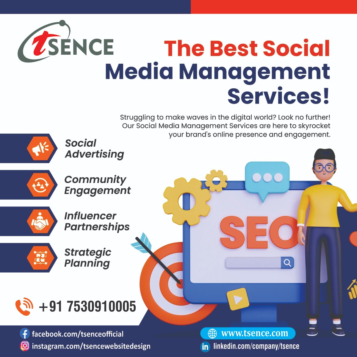 tsenceweb's tweet photo. 📱 Boost Your Brand with Expert Social Media Management Services! 
Take your online presence to the next level with Tsence’s result-driven social media strategies.
🔹 Social Media Advertising
🔹 Community Engagement
📞 +91 7530910005
🌐 https://t.co/O12CibtDwT
#SocialMedia https://t.co/0V7QeKIrZO