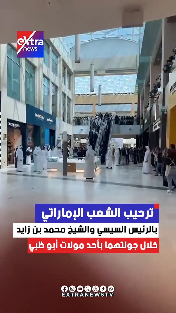 ترحيب الشعب الإماراتي بالرئيس السيسي والشيخ محمد بن زايد خلال جولتهما بأحد مولات أبو ظبي 